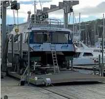  ??  ?? The City Cat boat under repair after being damaged in April 2017.