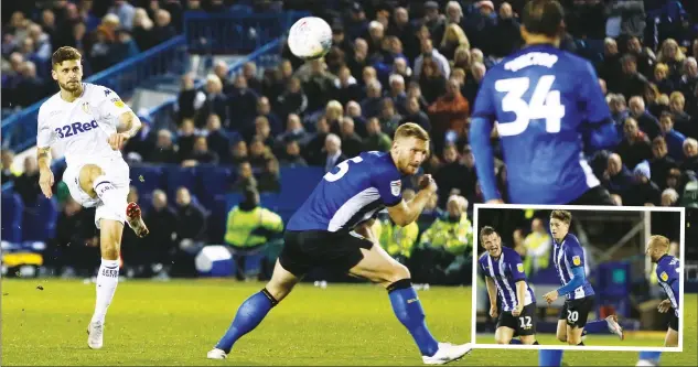  ?? PICTURE: PA Images ?? ALL SQUARE: Mateusz Klich scores Leeds’ equaliser Inset: Adam Reach (centre) celebrates scoring Wednesday’s goal