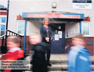  ??  ?? Headteache­r Julia Bayes at Archibald First School in Gosforth