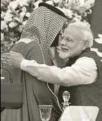  ?? RAJ K RAJ/HT ?? Prime Minister Narendra Modi with Saudi crown prince Mohammed bin Salman, February, 2019