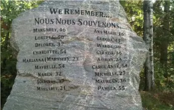  ??  ?? The Renfrew County Women’s Monument was unveiled two years ago, in honour of local women murdered by their partners. If our system cannot protect women, then it is clearly very broken, writes Catherine Porter.