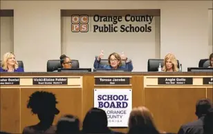 ?? ?? BOOK BANS are on the agenda at the Orange County school board meeting. A PEN America study found 1,477 bans affecting 874 unique titles during the first half of the 2022-23 school year.
