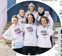  ??  ?? MARATHON GOAL Back, Tanya Franks, Emma Barton and Jamie Borthwick with, front, Kellie Shirley, Scott and Jane Slaughter