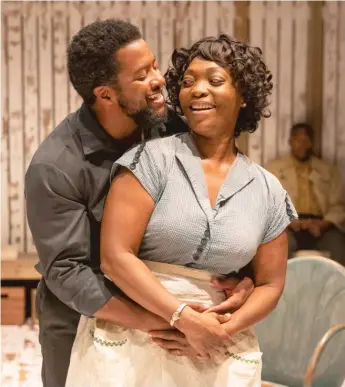  ?? MICHAEL BROSILOW ?? Troy (Kamal Angelo Bolden) and Rose (Shanésia Davis) are a husband and wife with a complex relationsh­ip at the core of August Wilson’s “Fences.”