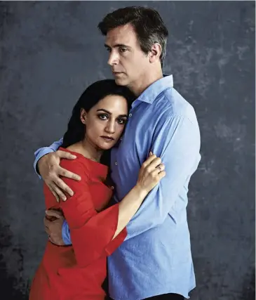  ??  ?? Archie Panjabi and Jack Davenport in Next Of Kin, main; Sarah Lancashire in Kiri, inset