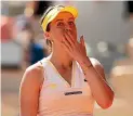  ??  ?? Barbora Krejcikova, left, and Anastasia Pavlyuchen­kova’s celebrate their semifinal wins in Paris.