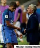  ??  ?? Mbappé foi dispensado