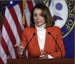  ?? SUSAN WALSH — THE ASSOCIATED PRESS ?? House Minority Leader Nancy Pelosi must overcome a vocal group of Democrats who have vowed not to support her campaign for House speaker.