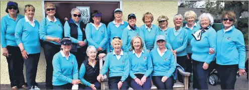  ?? ?? The Mary McKenna Team and supporters pictured in Cork Golf Club. Front l-r: Brede Walsh, Mary Barry, Ger O’Sullivan, lady captain Siobhan Feehan and team member, Mary McCarthy. Back l-r: Nuala Rice, Josephine Kappis, Vera Santry (manager), vice president Eileen O’Sullivan, Eucharia Crowley, Fiona Collier, Audrey Cremen, Lourdes McCarthy, Mary Kennedy, Veronica White, Pam Hickey, Kathleen O’Regan (manager) and Joan Maloney.