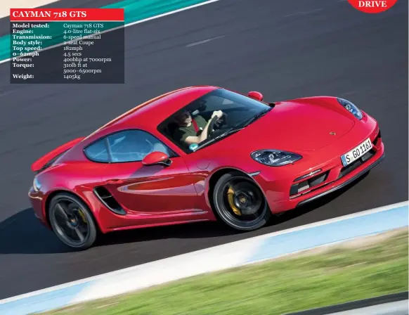  ??  ?? Full fun factor comes standard with return of a normally aspirated flat-six to the 718 Cayman/boxster range