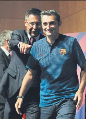  ?? FOTO: PEP MORATA ?? Josep Maria Bartomeu y Ernesto Valverde siguen teniendo buena sintonía