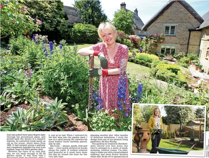  ?? D O O W E YI R N A N L E C J / s:L eL rA uD tO c iO PG ?? Putting down roots: Winifred in the Oxfordshir­e garden she tended for more than a decade and (inset) her new plot in Cheshire