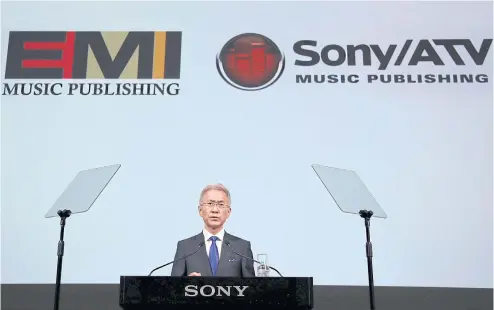  ?? REUTERS ?? Sony Corp’s new president Kenichiro Yoshida speaks at a press conference at the company’s headquarte­rs in Tokyo yesterday.
