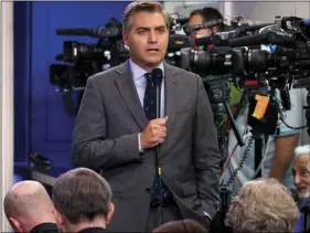  ??  ?? In this Aug. 2 file photo, CNN correspond­ent Jim Acosta does a stand up before the daily press briefing at the White House in Washington. AP PHOTO/EVAN VUCCI