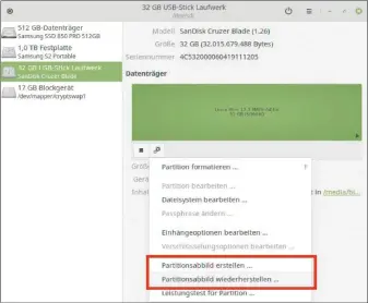  ??  ?? Systemabbi­lder schreiben: Unter Linux Mint können Sie Iso-images statt mit dem Kommando dd im Terminal auch mit dem grafischen Gnome-disks („Laufwerke“) kopieren.