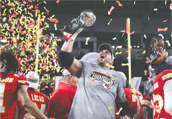  ?? TOM PENNINGTON/GETTY IMAGES ?? Laurent Duvernay-Tardif didn't return to help the Chiefs defend their Super Bowl title, but says he'll be in great shape when he returns next season.