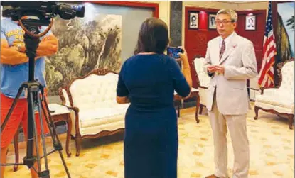  ?? PROVIDED TO CHINA DAILY ?? Chinese Consul General Cai Wei, in an interview at the consulate-general in Houston on July 22, refutes lies from the US side.