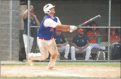  ?? MIKE CABREY/MEDIANEWS GROUP ?? Whitemarsh’s Mike Miller at bat during the Pennsylvan­ia American Legion Region 3Tournamen­t championsh­ip game against Northampto­n on Tuesday, July 20, 2021.