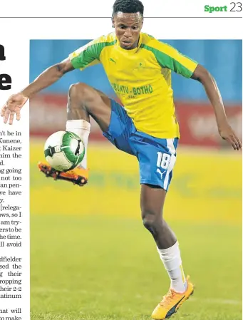  ?? / LEFTY SHIVAMBU/GALLO IMAGES ?? Sundowns midfielder Themba Zwane believes Baroka players will come at them to win the game.