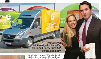  ?? ?? Protective: McKeeve with his wife, ex-Brexit Party Euro MP Belinda De Lucy