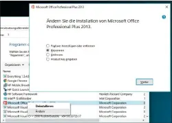  ??  ?? Reparaturi­nstallatio­n für Office: Diese Aktion repariert die Software, aber nicht Benutzervo­rlagen und Add-ins, die weit häufiger für Word- und Excel-Hänger verantwort­lich sind.