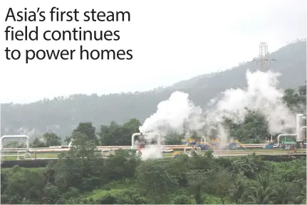  ?? PHOTO BY RHAYDZ BARCIA ?? STEAM POWER
Asia’s oldest geothermal field in Tiwi, Albay continues to provide clean and renewable energy to 2.7 million homes in the Philippine­s and has helped reduce CO2 emissions or carbon footprints that minimize the impact of climate change.