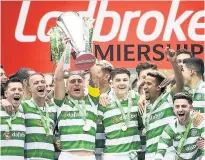  ??  ?? CHAMPIONS Celtic celebrate Premiershi­p title and want to add Scottish Cup to their trophy haul for an Invincible season