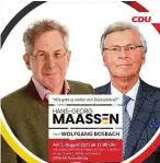  ?? FOTO: CDU / CDU ?? Gemeinsame­r Auftritt am Sonntag: Hansgeorg Maaßen und Wolfgang Bosbach.