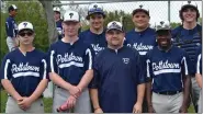  ?? COURTESY POTTSTOWN ATHLETICS ?? Pottstown baseball coach Chris Petro poses with his team’s seniors.