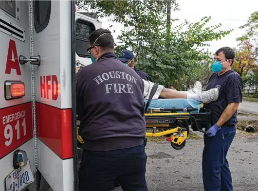  ?? Photos by Yi-Chin Lee / Staff photograph­er ?? Many firefighte­rs such as Station 11’s Steve Logan, top left, engineer operator Odell Murray, above, and Station 9’s Cody Heck, top right, have faced grueling shifts, and overtime is more the rule than the exception.