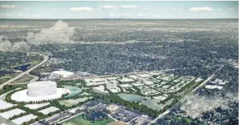  ?? PROVIDED BY CHICAGO BEARS ?? A rendering of an aerial view of the proposed Bears stadium site in Arlington Heights.