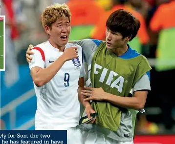  ??  ?? Devastated…South Korea’s defeat to Belgium in 2014 left Son in tears