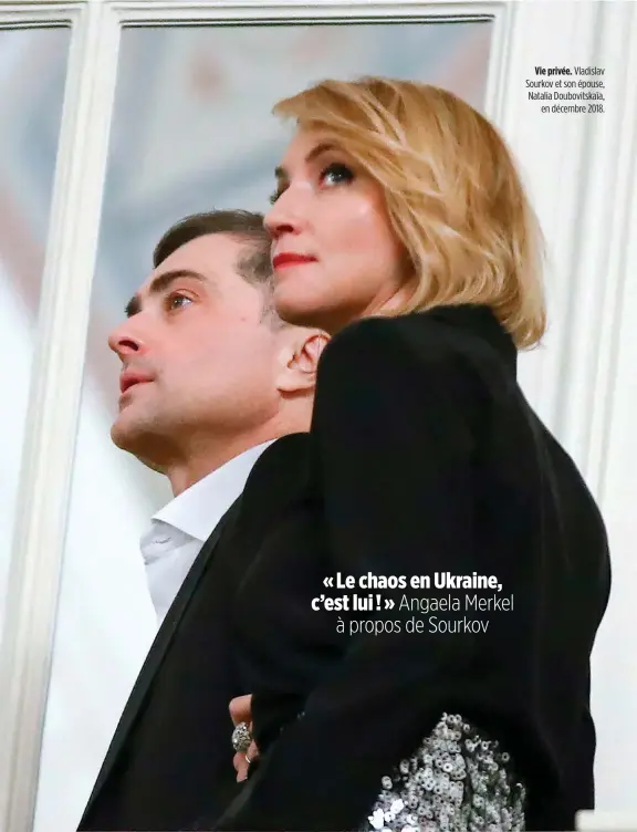  ??  ?? Vie privée. Vladislav Sourkov et son épouse, Natalia Doubovitsk­aïa, en décembre 2018.