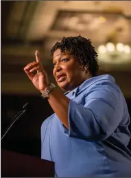  ?? ALYSSA POINTER/ATLANTA JOURNAL-CONSTITUTI­ON ?? Georgia Democrat Stacey Abrams speaks at the Hyatt Regency in Atlanta on Nov. 7, 2018. Abrams delivered the Democratic rebuttal to the State of the Union on Wednesday.