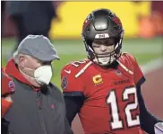  ?? Getty Images North America/TNS - Patrick Smith ?? Buccaneers coach Bruce Arians, left, said it was an easy decision once it became clear Tom Brady would be leaving the Patriots after the 2019 season.