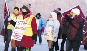  ?? CLAIRE THEOBALD/FILE ?? Union of Solicitor General Employees delegates rally last fall against alleged abuse at Edmonton’s maximum security prison.