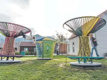  ?? Joe Kusumoto, Breckenrid­ge Creative Arts ?? “Los Trompos,” by Mexican designers Hector Esrawe and Ignacio Cadena, fall somewhere between art installati­on and playground equipment.