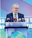  ??  ?? Australian High Commission­er David Holly addressing a recent event held in Colombo to announce the hosting of the 2021 World Conference on Drowning Prevention