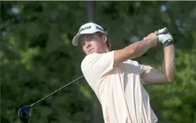  ?? Pam Panchak/Post-Gazette ?? James Piot, from Canton, Mo., hits a drive off the first tee in match play Friday at the 121st U.S. Amateur Championsh­ip at Oakmont Country Club.