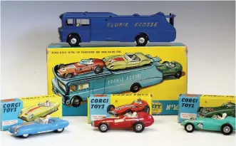  ?? ?? A Corgi Major no 16 Gift Set Ecurie Ecosse racing car transporte­r and three racing cars