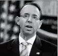  ?? ASSOCIATED PRESS ?? DEPUTY ATTORNEY GENERAL ROD ROSENSTEIN speaks during a news conference at the Department of Justice on Friday in Washington.