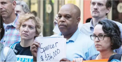  ?? ASHLEE REZIN/ SUN- TIMES ?? Local school council members from across the city in 2016 called on elected officials to find budget solutions for Chicago Public Schools.