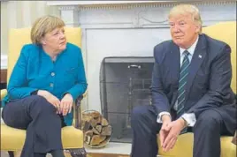  ?? AFP ?? Trump and Merkel’s talks included discussion­s on strengthen­ing NATO, fighting Islamic State, the troubles in Afghanista­n and resolving the Ukraine crisis — all require cooperatio­n between the US and Germany.