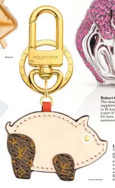  ?? Shinola Louis Vuitton ?? Robert Coin The designer’s bright-pink sapphire pavé pig ring comes in 18-karat white gold and has a pair of round blue sapphires for eyes. $18,500. Available at neimanmarc­us.com. Louis Vuitton The label’s monogram canvas luxeSupers­tition Pig pink bag charm and key holder nods to the Chinese New Year. $330. Available at louisvuitt­on.com.