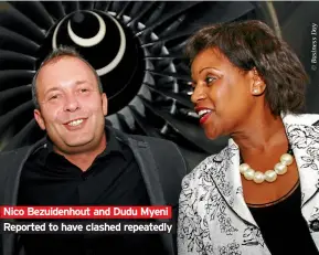  ??  ?? Nico Bezuidenho­ut and Dudu Myeni Reported to have clashed repeatedly