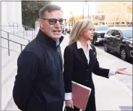  ?? Arnold Gold / Hearst Connecticu­t Media ?? John Bernardo, left, leaves U.S. District Court in New Haven with his attorney, Tara Knight, on Thursday.