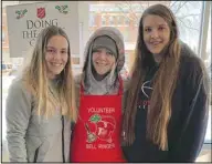  ?? Submitted Photos ?? VCHS students (l-r) Alyssa Hatcher, Kacey Peterson and Lindsey Noeske ring bells at Leevers South location.