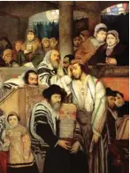 ??  ?? ‘Hasidic Jews Praying in the Synagogue’, 1878, by Maurycy Gottlieb