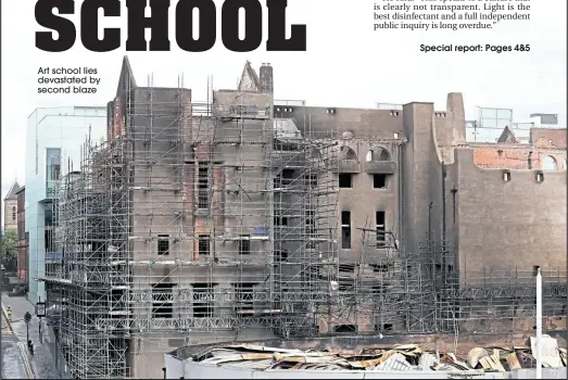  ??  ?? Art school lies devastated by second blaze