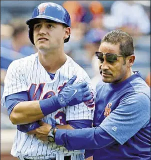  ?? USA TODAY SPORTS ?? Michael Conforto is all smiles and feeling healthy and confident this spring as he attempts to come back from the shoulder surgery that ended his 2017 season prematurel­y following the dislocated shoulder he suffered on swing-and-miss last August...